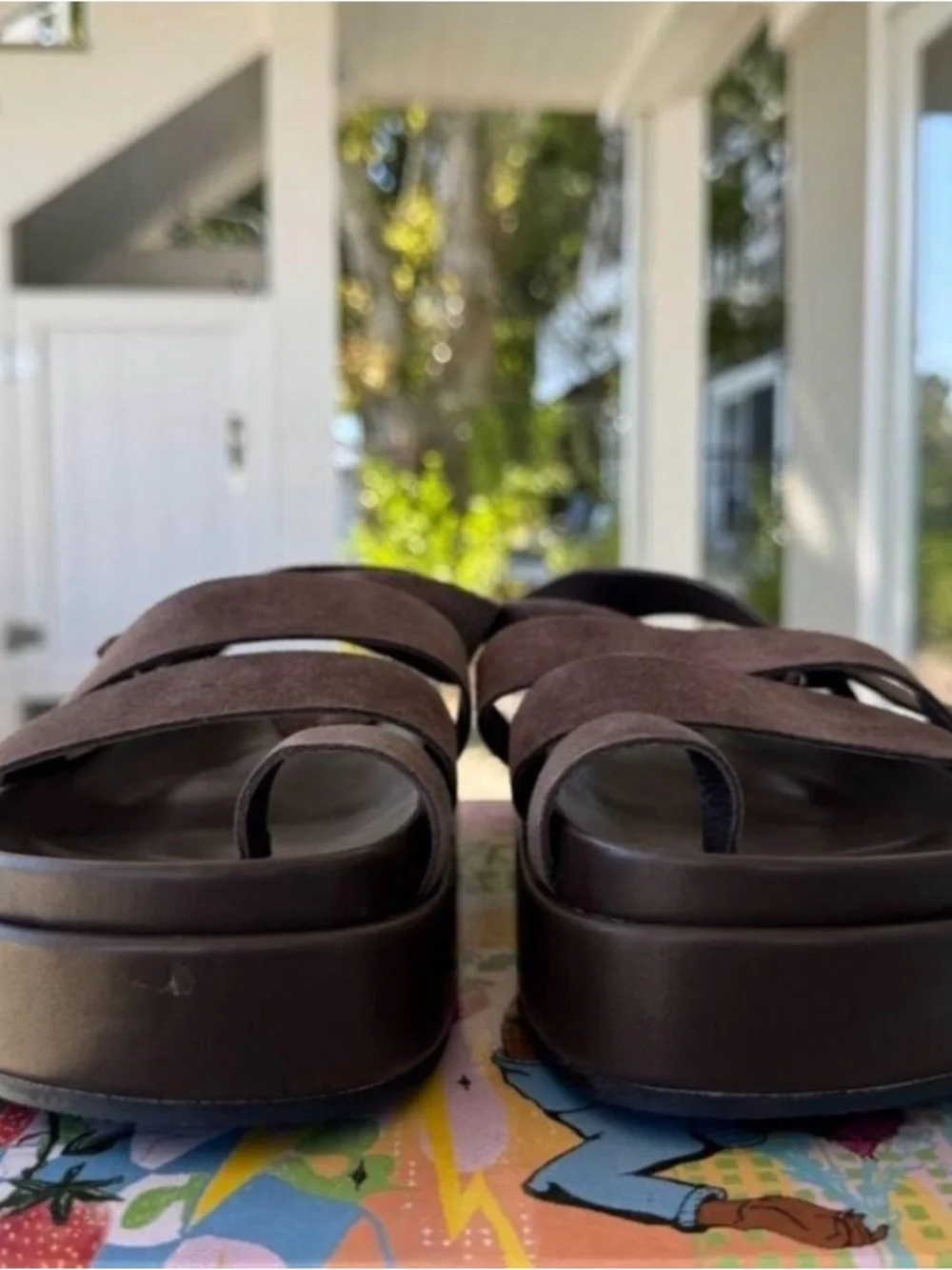 Free People Brown Suede Platform Strappy Sandals